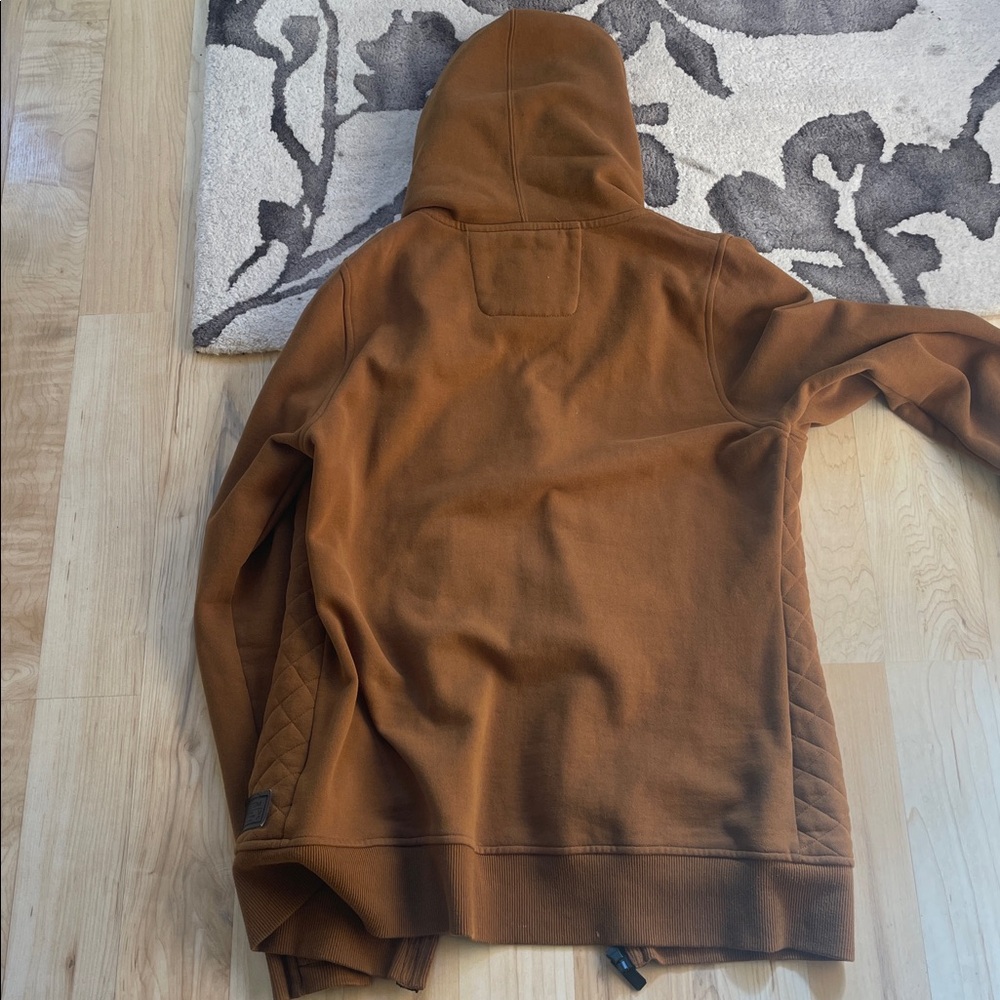 Volcom True to This Asymmetrical Zipper Hoodie Brown Thumb Holes Medium - Picture 7 of 7